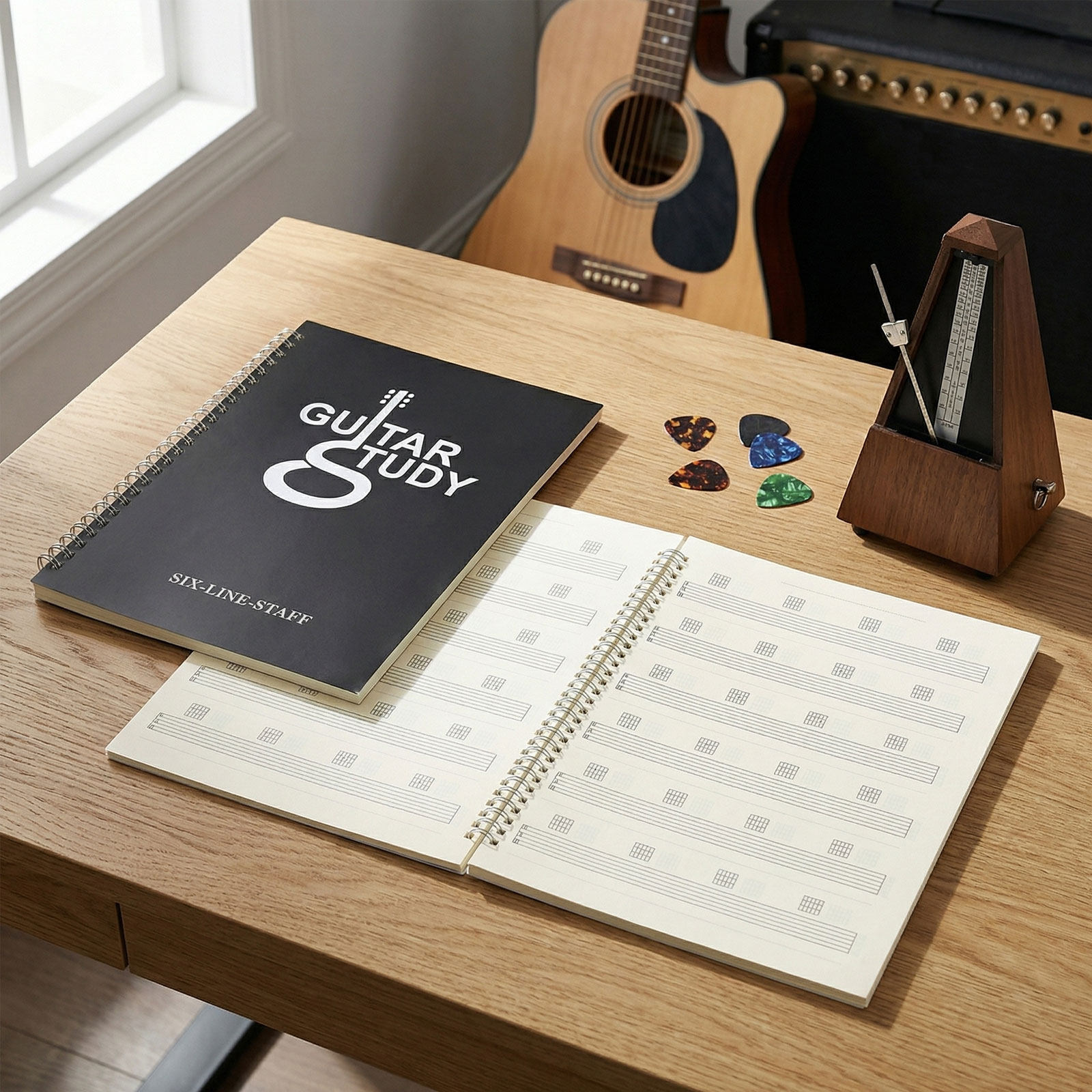 2Pcs 6 String Guitar Tablature - đánh giá và giá Blank Sheet Music Notebook