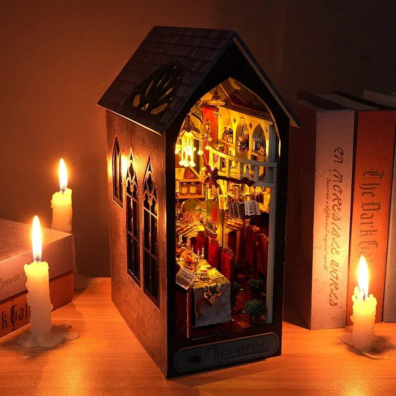 Magic Restaurant Bookshelf Hom - đánh giá và giá Diy Wooden Book Nook Kit Shelf Insert